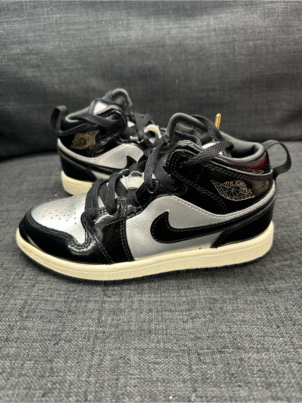 Air jordan retro 1 metallic silver black kids preschool size 1y